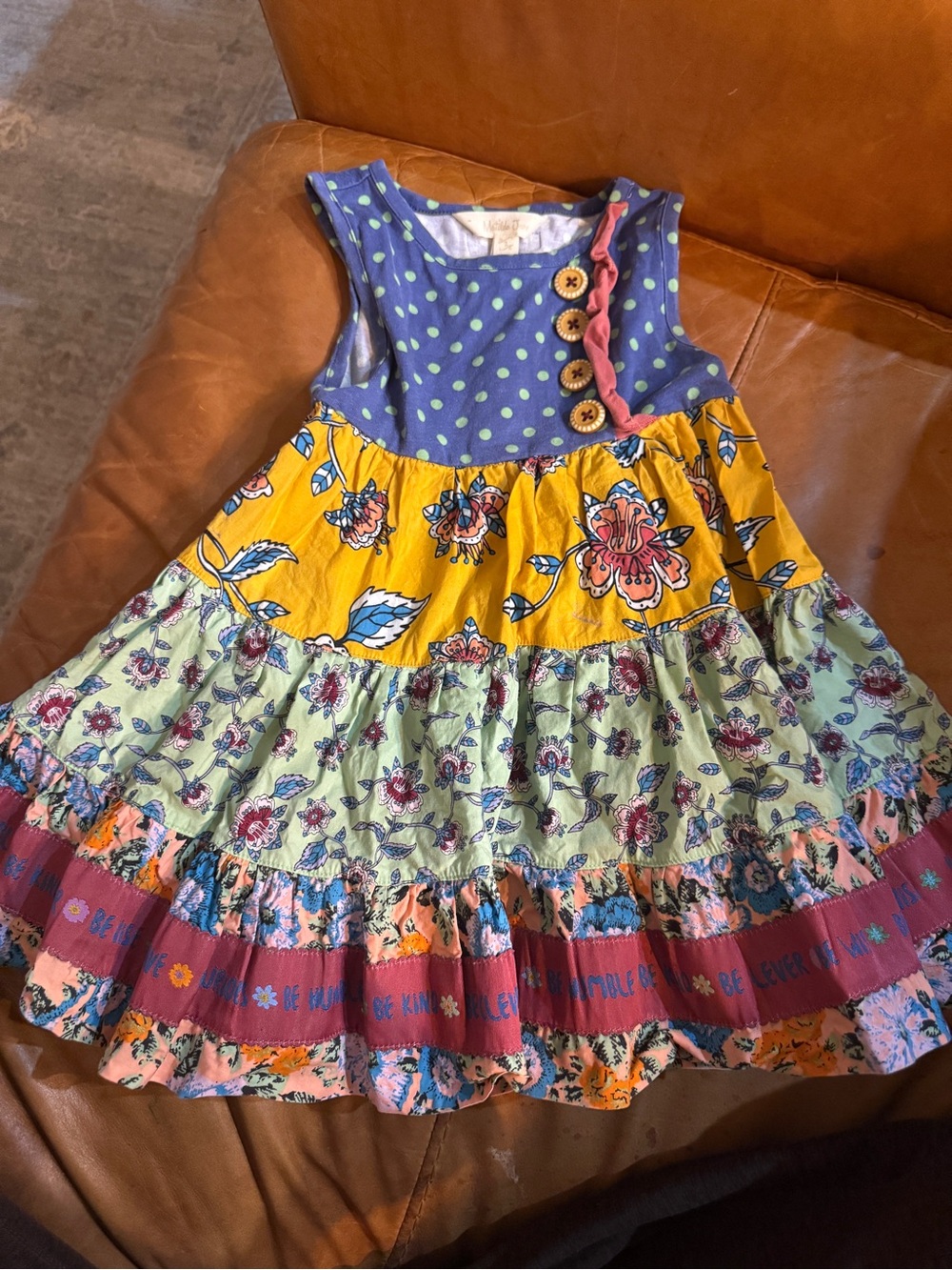 Matilda Jane Multicolor Tiered Dress - Blue, Yellow, Green & Pink